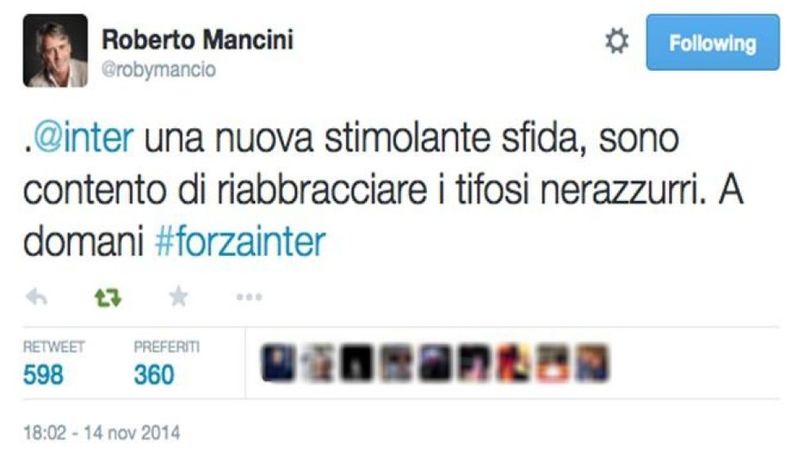 Serie A Inter, Mancini: «Sfida stimolante»