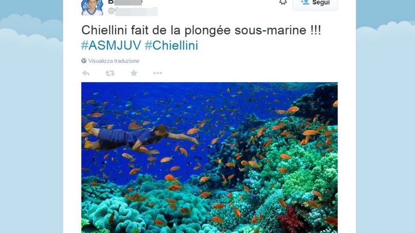 FOTO Monaco-Juve, la mano di Chiellini spopola sul web