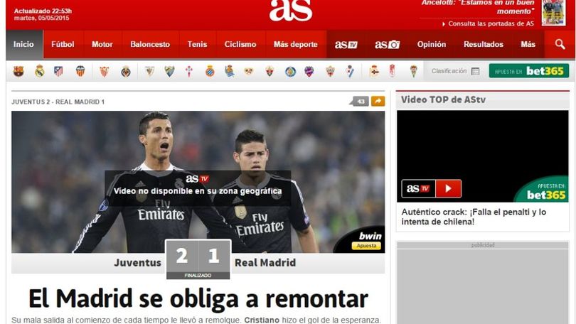FOTO La Juve stende il Real Madrid: la reazione della stampa spagnola