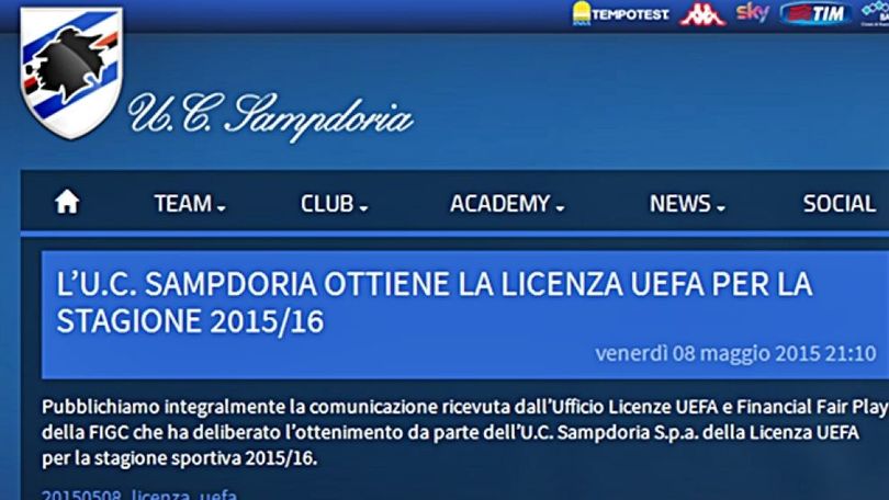 Samp: ecco la licenza Uefa per l'anno prossimo