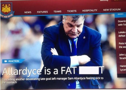 Hacker contro Allardyce, tecnico insultato online