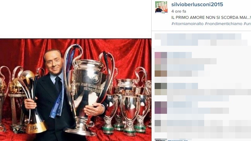 Berlusconi torna su Instagram... con le coppe del Milan!