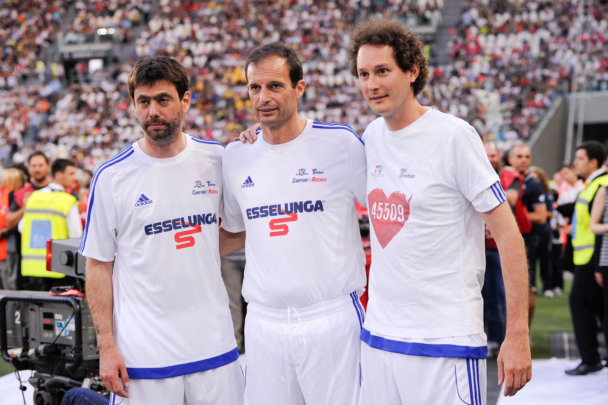 Agnelli, Allegri e Elkann alla Partita del Cuore