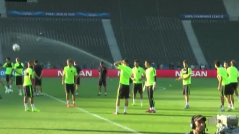 I campioni del Barca prima della sfida con la Juve