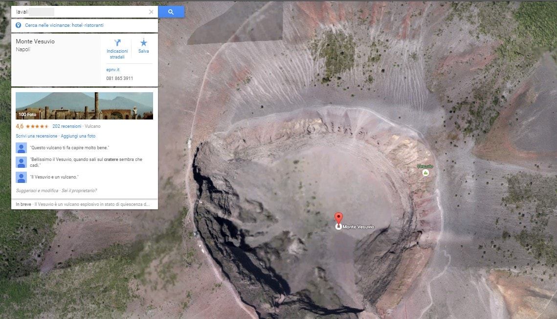 Google Maps, clamorosa svista: "Lavali..." indica il Vesuvio