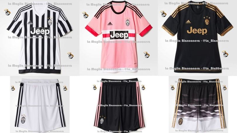Juve, ecco le nuove maglie: strisce sottili e banda nera in basso
