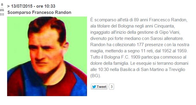 Bologna in lutto, addio a Francesco Randon