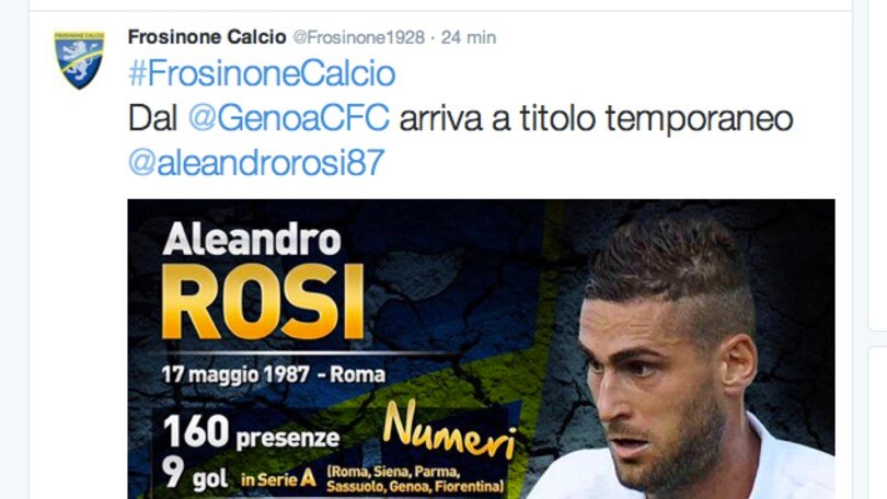 Frosinone, è ufficiale: ecco Rosi in prestito