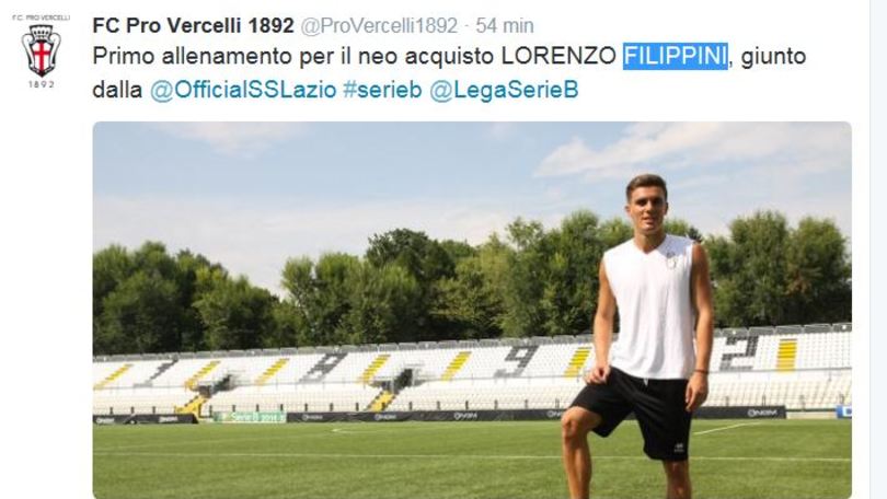 Lazio, Filippini passa alla Pro Vercelli