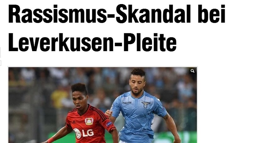 Lazio-Bayer, la Bild attacca: «Scandalo razzismo»