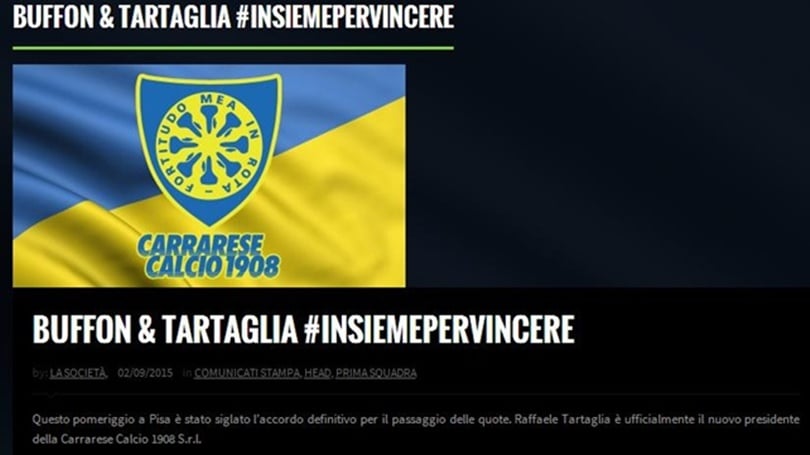 Carrarese, Tartaglia presidente. Buffon socio di minoranza