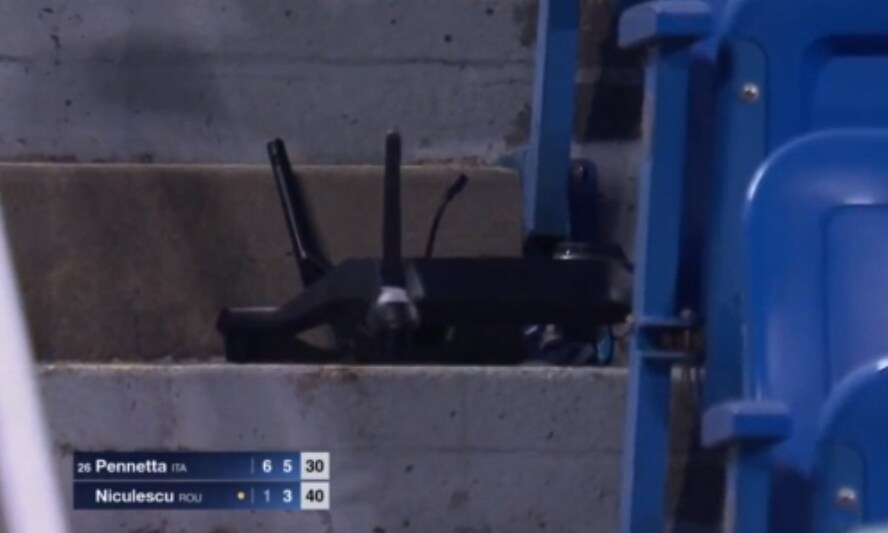Drone sullo stadio durante il match della Pennetta
