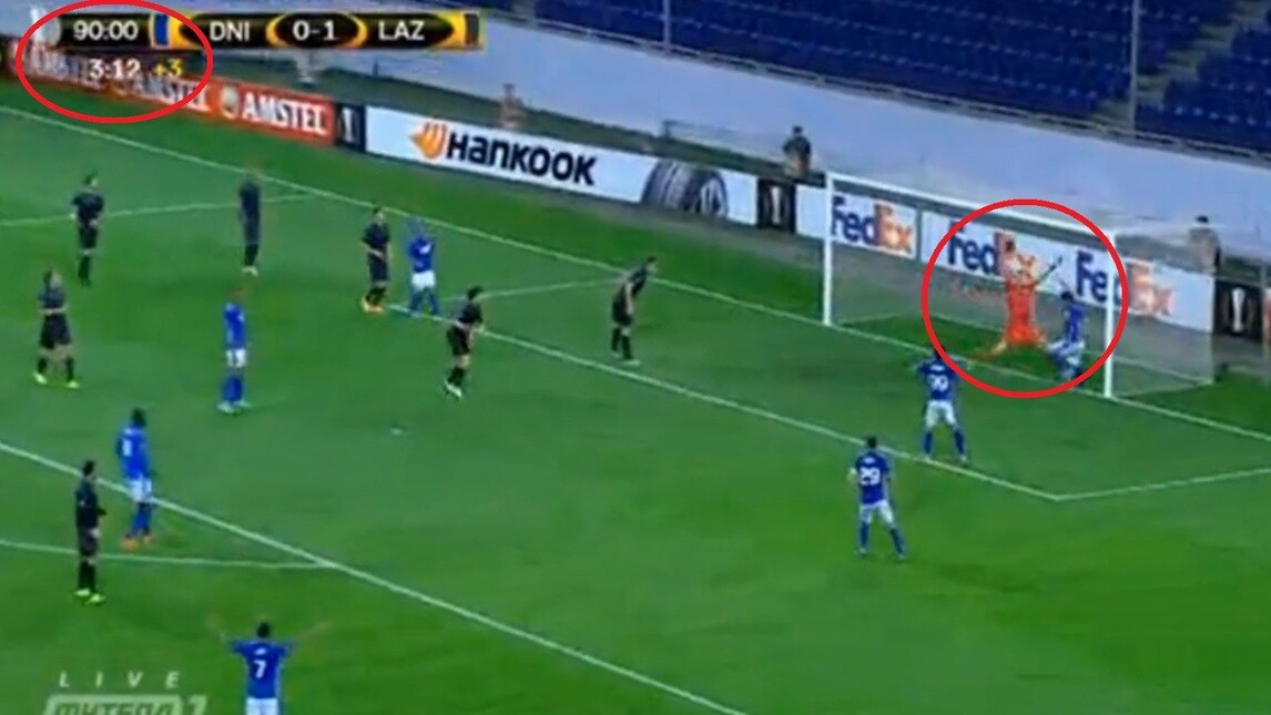 Lazio, il gol del Dnipro a tempo già scaduto