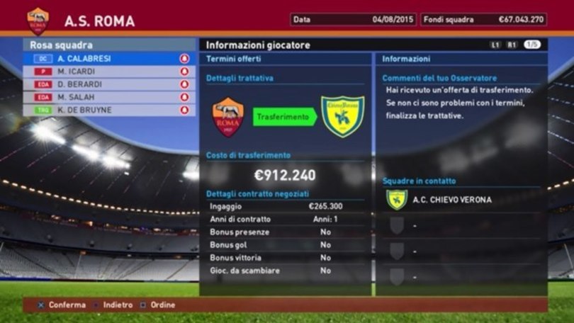 PES 2016, Master League e mercato rinnovati