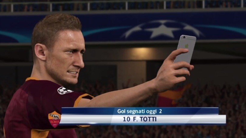 PES 2016, Totti esulta con il selfie