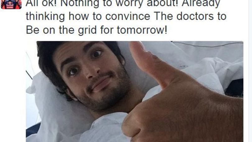F1 Toro Rosso, Sainz su Twitter: «Sto bene! Domani voglio correre»