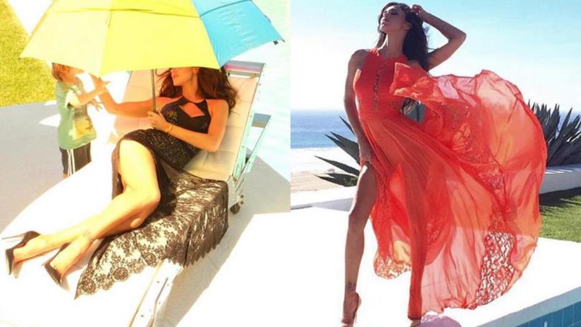 Belen sexy signora in rosso e nero