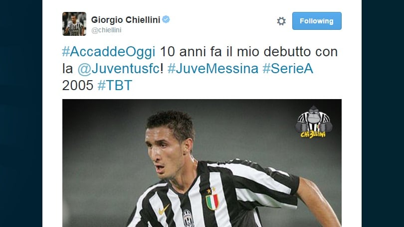 Chiellini festeggia 10 anni con la Juve