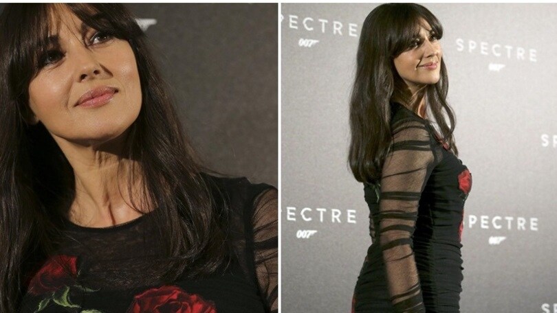 Monica Bellucci, trasparenze e abito attillato a Madrid