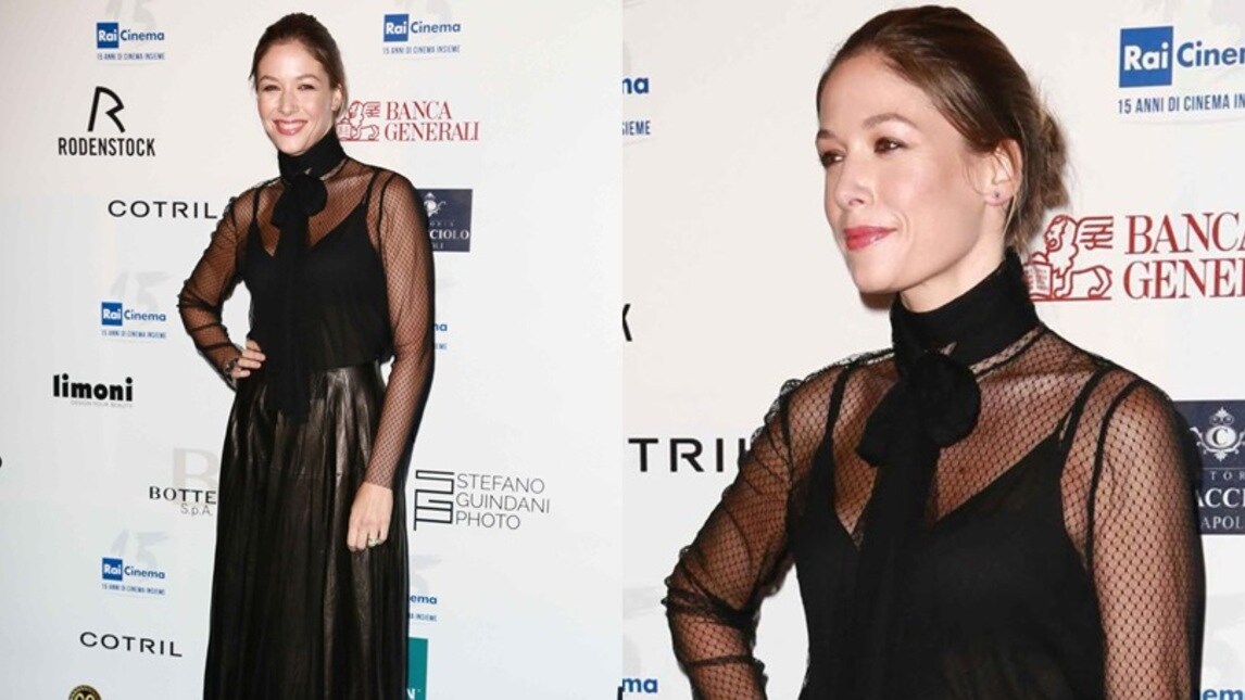 Sarah Felberbaum, che trasparenze per la festa di Rai Cinema