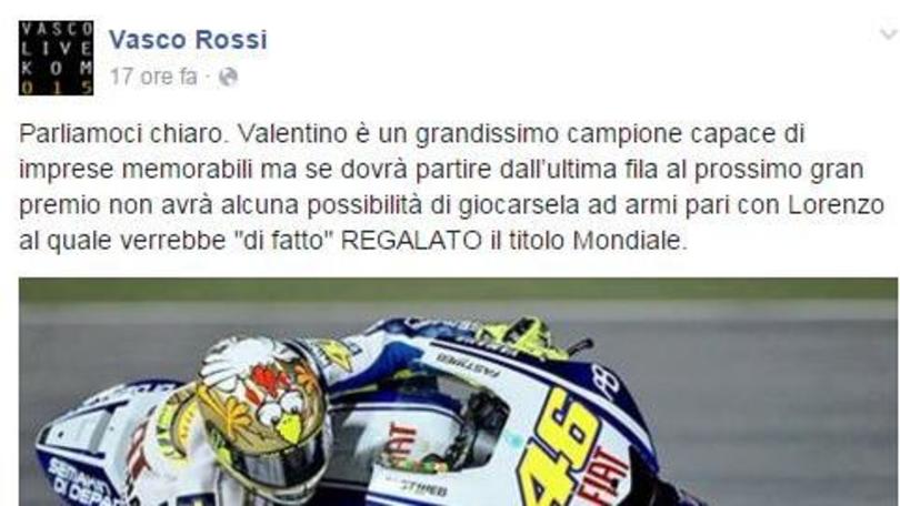 Vasco: «Regalato il mondiale a Lorenzo»
