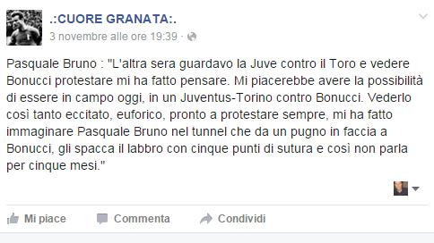 Pasquale Bruno choc: «Spaccherei il labbro a Bonucci»