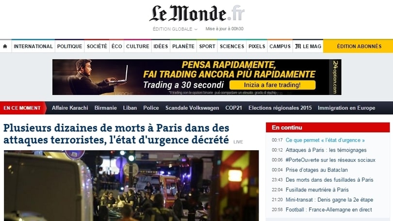 Attentati a Parigi, la reazione della stampa estera