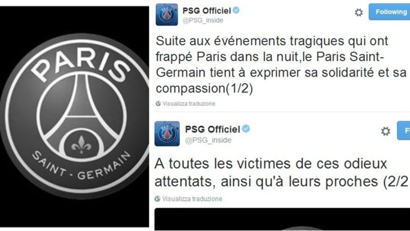 Attentati a Parigi, la solidarietà di tutti i club italiani ed europei