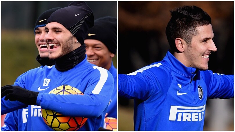 Inter, che sorrisi in allenamento: Icardi-Jovetic pronti per il Napoli