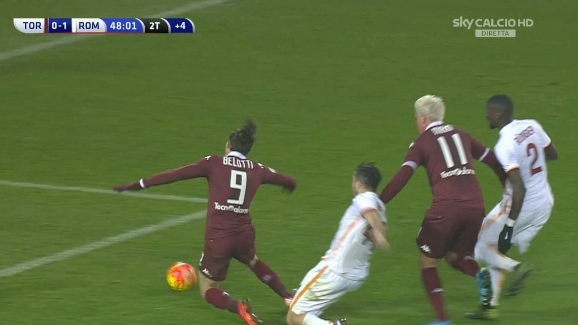 Torino-Roma, la fotosequenza del rigore