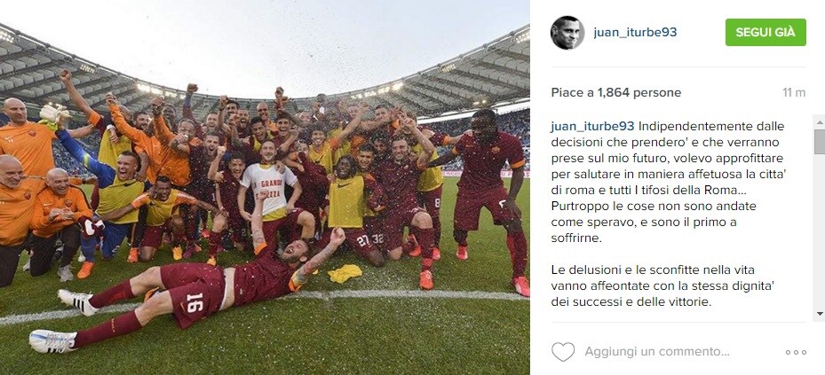 Calciomercato, Iturbe saluta la Roma: «Non è andata come speravo»