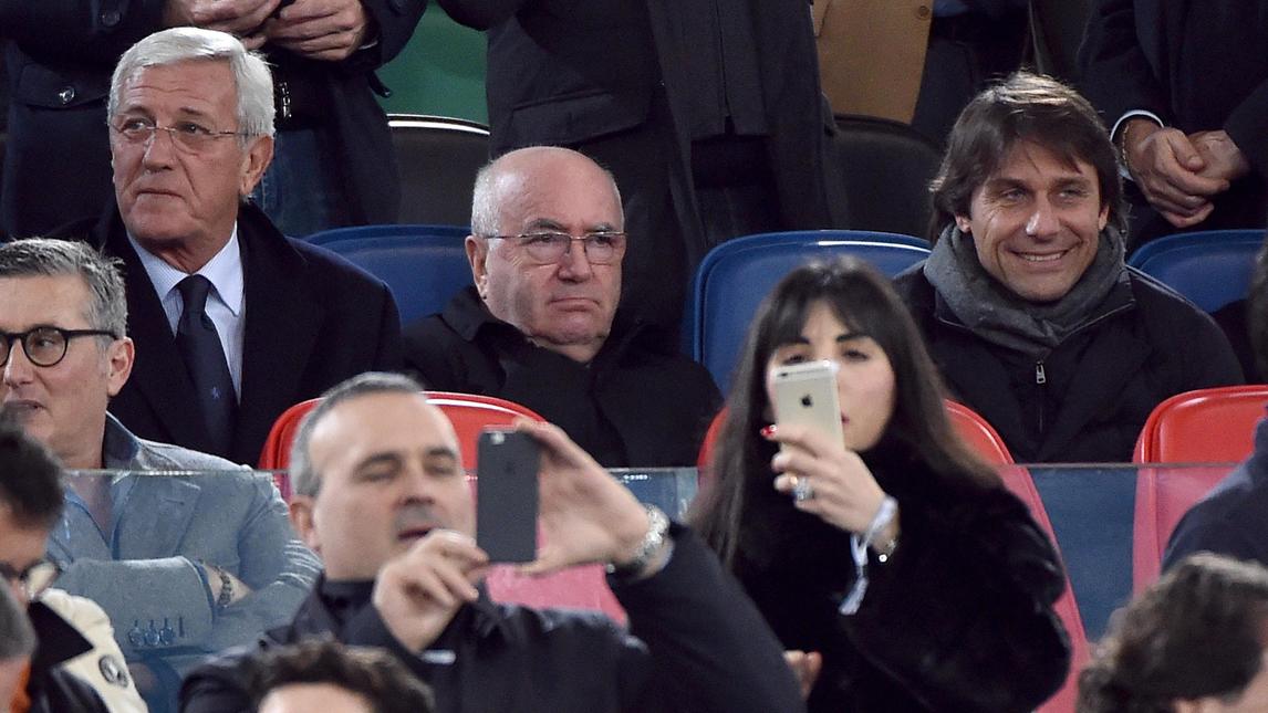 Roma-Real Madrid: Conte, Tavecchio e Lippi, che trio all'Olimpico!