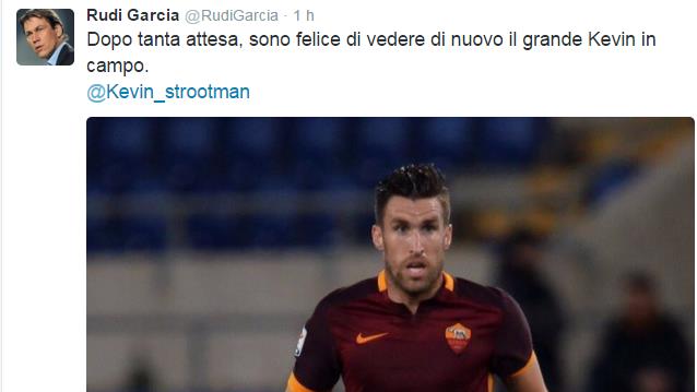 Serie A Roma, tweet di Garcia: «Felice di rivedere Strootman»