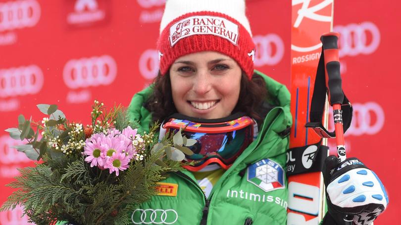 Sci, Federica Brignone fa festa sul podio