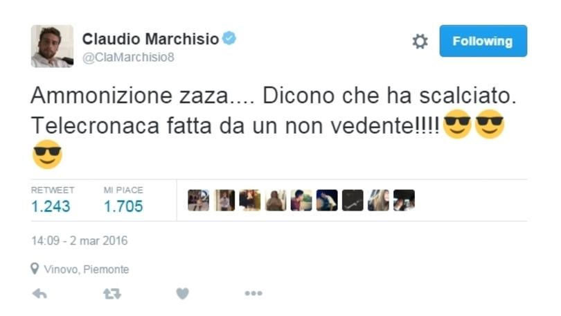 Marchisio sul giallo a Zaza: «Telecronaca fatta da un non vedente»