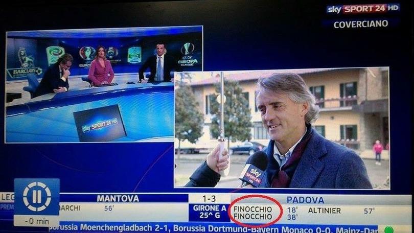 Mancini, durante l'intervista a Sky spunta la doppietta di 'Finocchio'