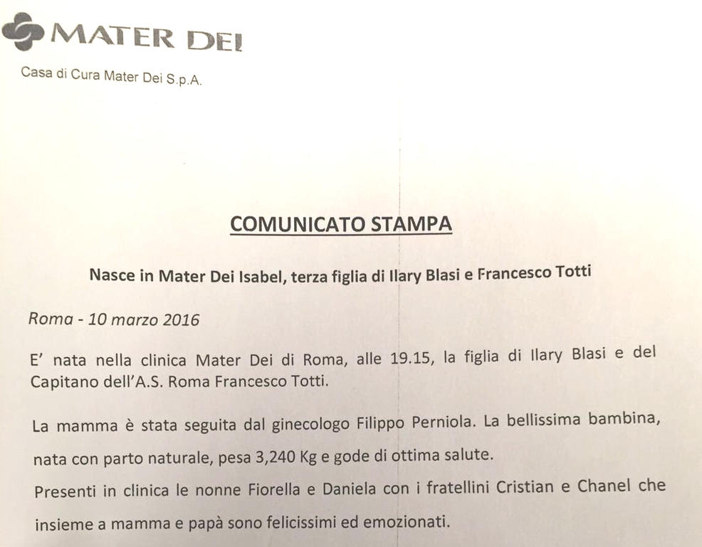 Ilary e Isabel, ecco la prima foto: Totti felice papà