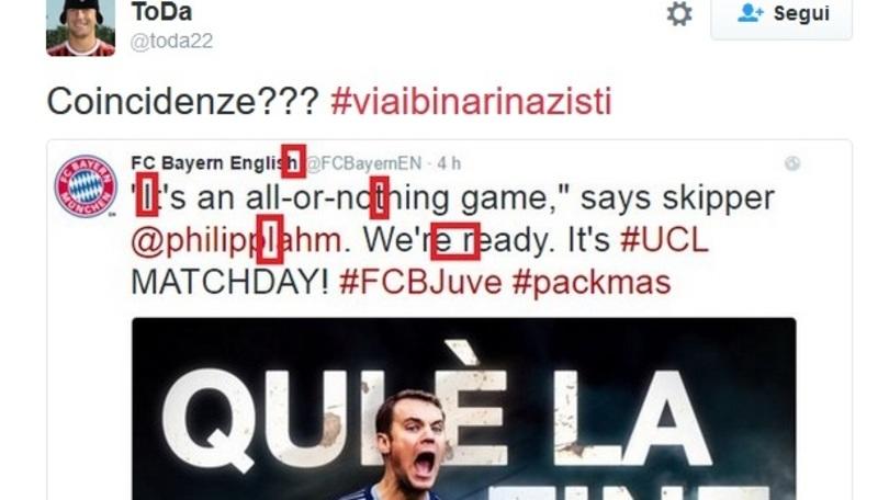 #VIAIBINARINAZISTI è trend topic: il nostro hashtag su Bayern-Juve manda il web in tilt