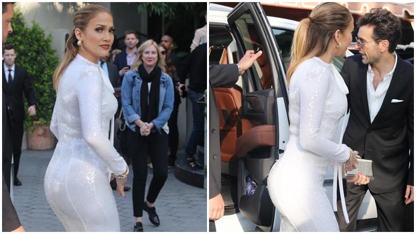 Jennifer Lopez in look total white: il lato B è sempre hot