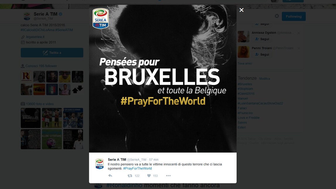Bruxelles, lo sport in lutto: «#PrayForBelgium»