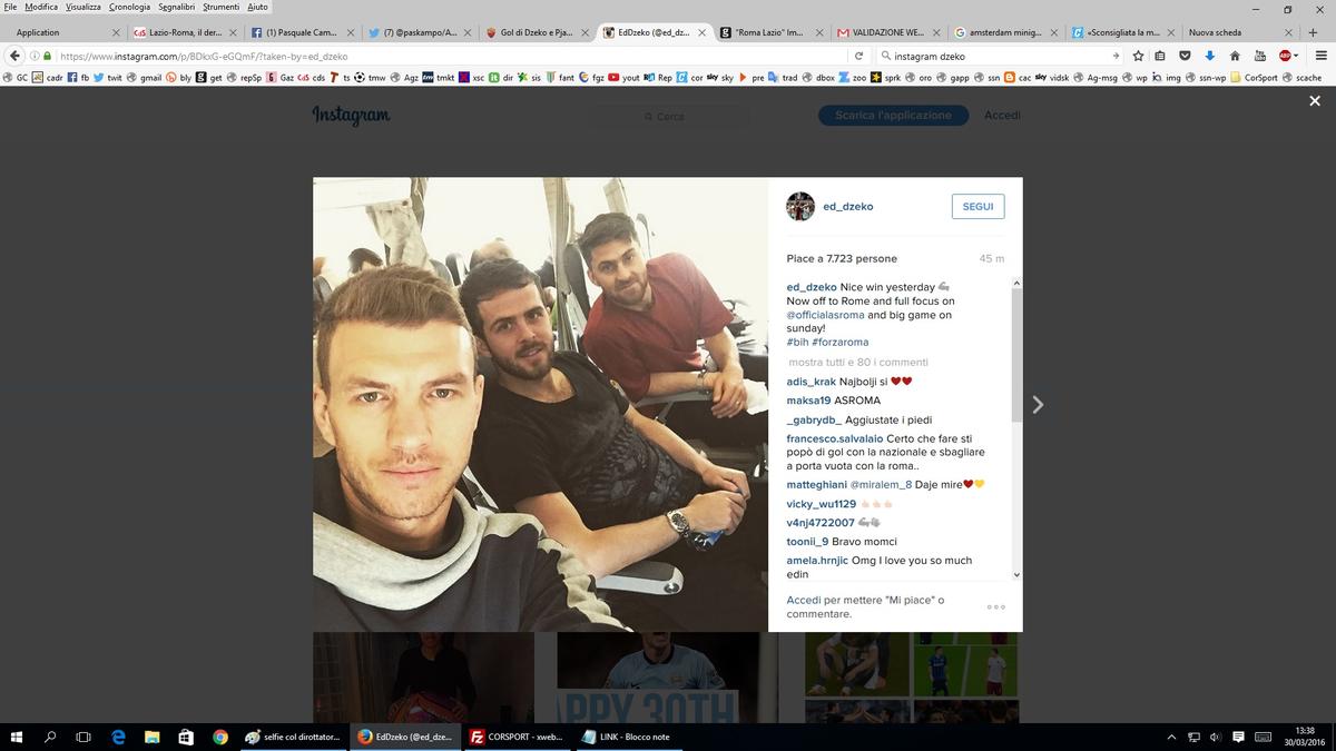 Roma, Dzeko su Instagram: «Direzione derby»