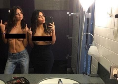 Kim Kardashian e Emily Ratajkowski in topless su Instagram