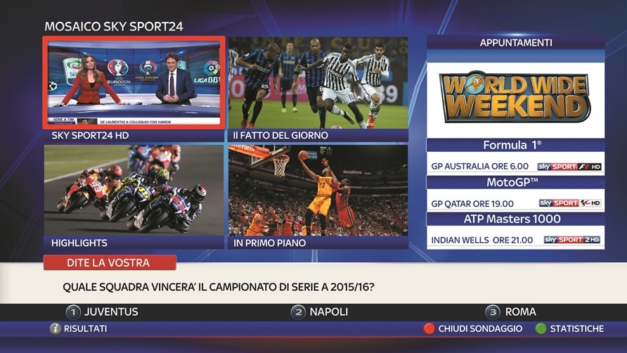 Nasce il mosaico interattivo di Sky Sport 24 HD
