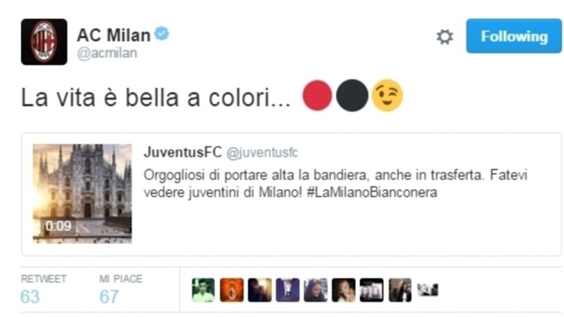 Milan-Juventus, la sfida è già cominciata su Twitter