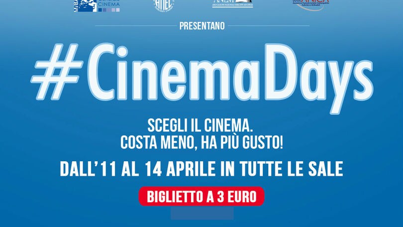 CinemaDays, quattro giorni di spettacoli a 3 euro