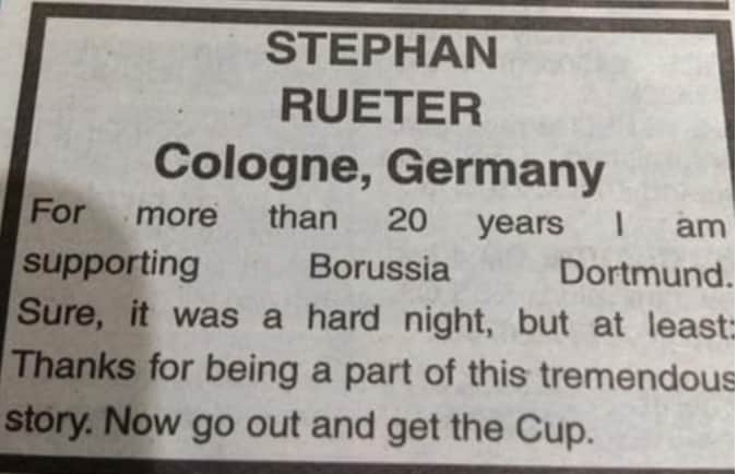 Spazio sul giornale, tifoso Borussia ringrazia il Liverpool