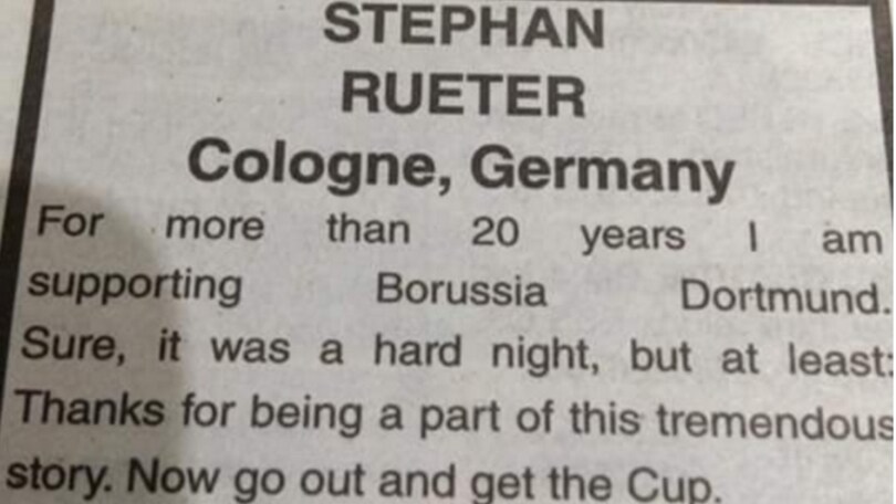 Spazio sul giornale, tifoso Borussia ringrazia il Liverpool