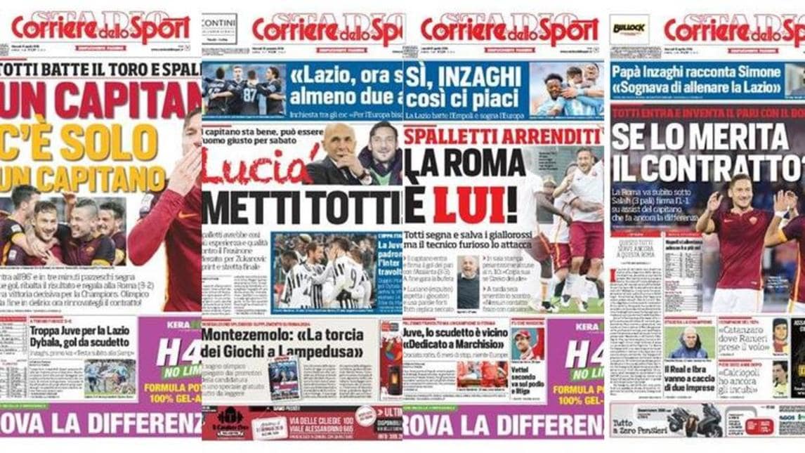 Totti è la Roma. Ecco la favola del Capitano sulle nostre prime pagine
