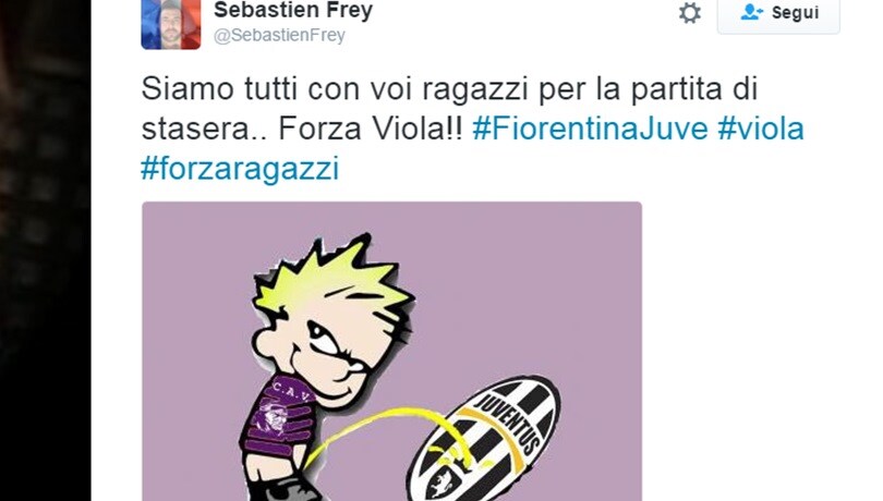 Fiorentina-Juventus, il tweet di Frey che scatena il web