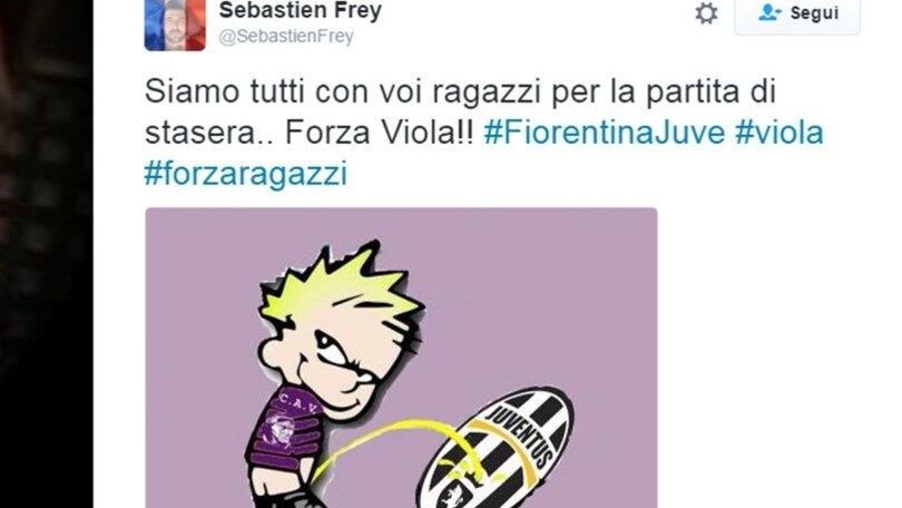 Fiorentina-Juventus, il tweet di Frey che scatena il web